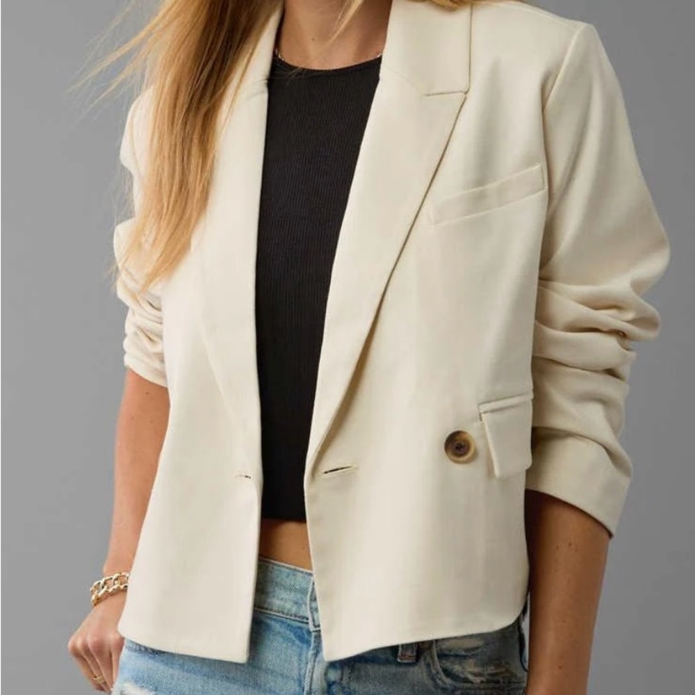 American Eagle Outfitters Cream Blazer